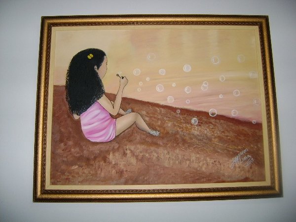 Inspirado em uma foto da minha filha Yasmin Louise, que fazia bolhas de sabão às margens da Lagoa da Pampulha, em Belo Horizonte (MG), numa tarde de um domingo qualquer de 2012. Inspiração do poema "Você e a Tela".